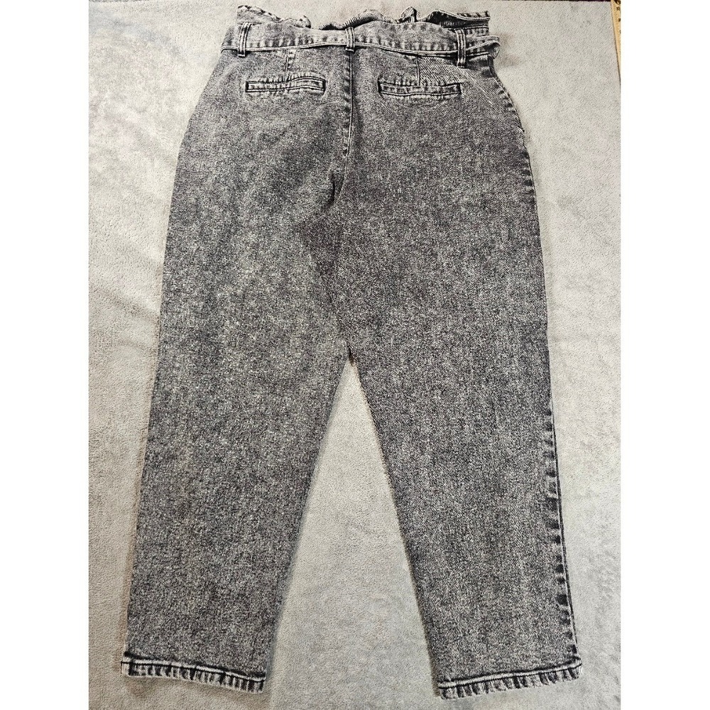 Who What Wear Acid Wash Grey Paperbag Waist Tapered Jeans 14 Tie Belt mom baggy - Picture 2 of 7